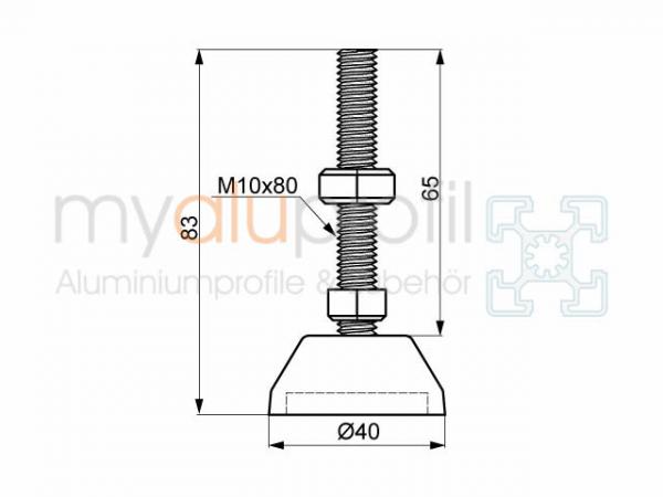 Leveling foot 5 D40 M10x80